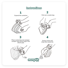 Step-by-step usage guide for MonPtit Pets long pooper scooper