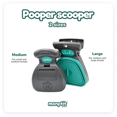 Comparison between medium and long pooper scooper sizes by MonPtit Pets