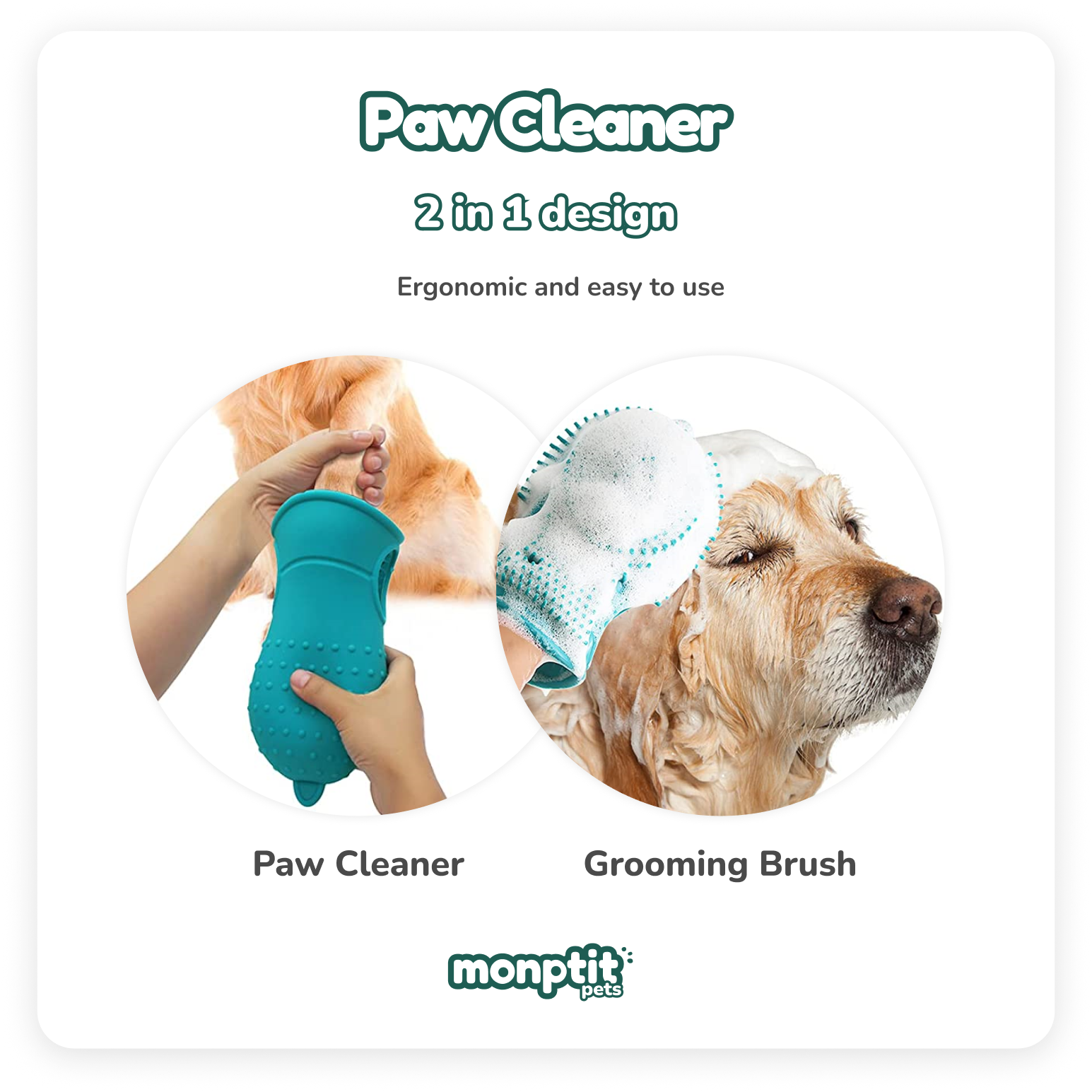 Paw cleaning tool with ergonomic grip – Monptit Pets easy twist design