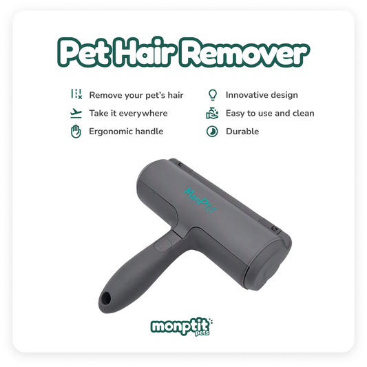 Monptit Pets Pet Hair Remover with ergonomic handle and electrostatic fabric