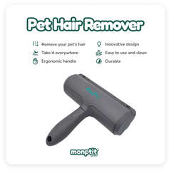 Monptit Pets Pet Hair Remover with ergonomic handle and electrostatic fabric