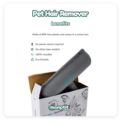 Textured fabric on Monptit Pets roller – captures pet hair and lint electrostatically