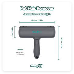 Dimensions and weight of Monptit Pets Pet Hair Remover – lightweight and compact