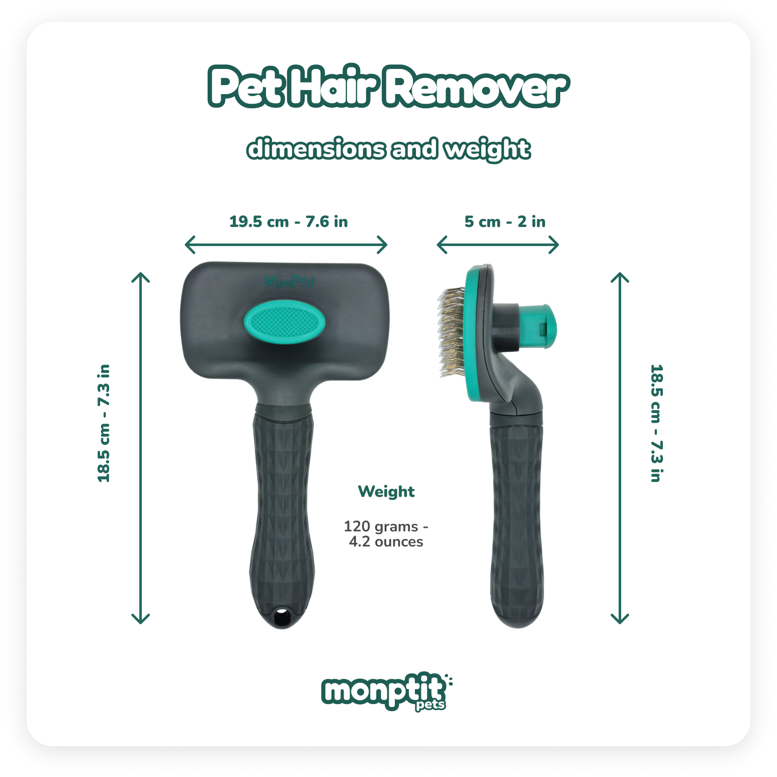 Monptit Pets Slicker Brush dimensions and weight – lightweight and easy to carry