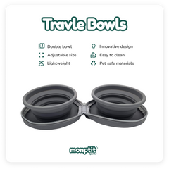 Monptit Pets silicone pet travel bowls clipped to lead – perfect for walks