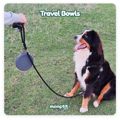 Compact and lightweight Monptit Pets travel bowls – double and adjustable