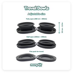 Adjustable size pet bowls – Monptit Pets travel bowl in three height options