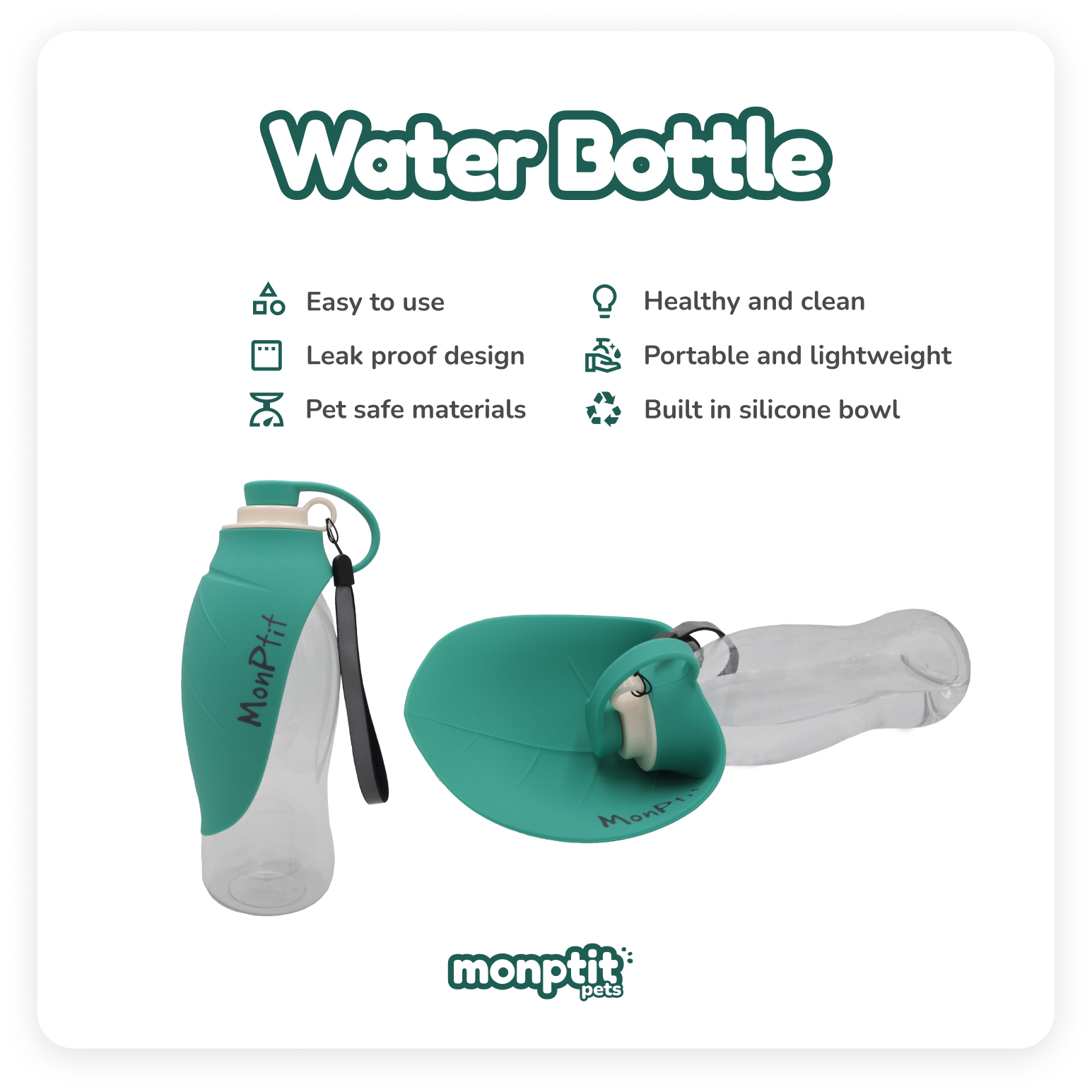 Dog drinking from Monptit Pets water bottle at the park demo video usage